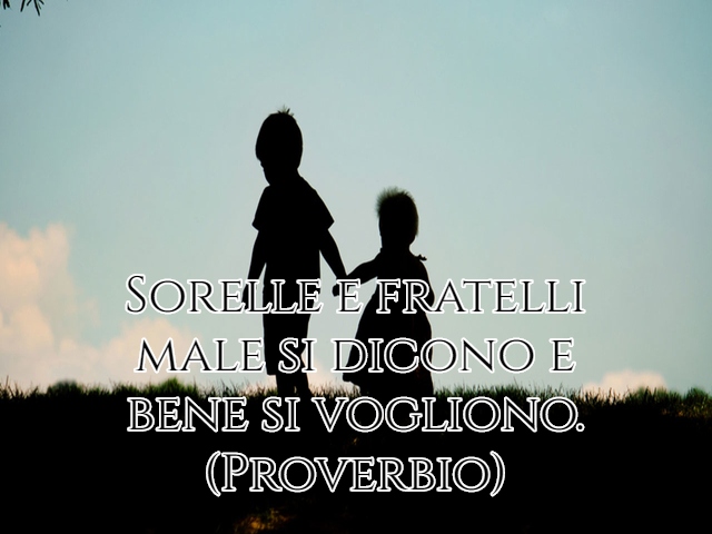 Sorelle e fratelli male si dicono e bene si vogliono.(Proverbio)