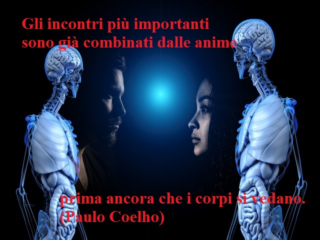 Gli incontri più importanti sono già combinati dalle anime prima ancora che i corpi si vedano.(Paulo Coelho)