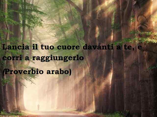 Lancia il tuo cuore davanti a te, e corri a raggiungerlo. (Proverbio arabo)