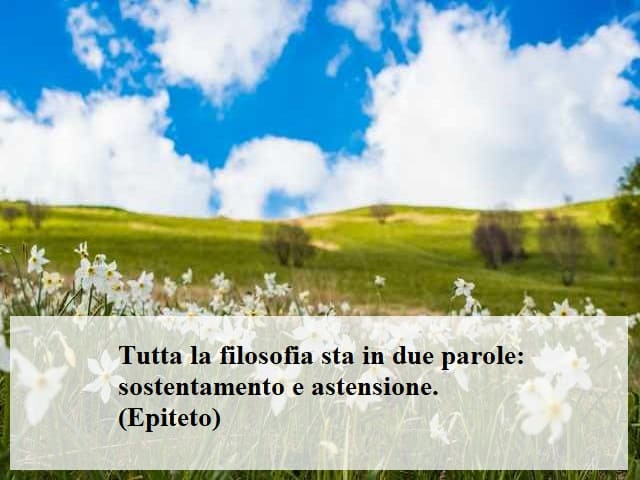 Tutta la filosofia sta in due parole: sostentamento e astensione.(Epitteto)