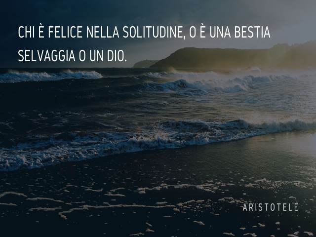Chi è nella solitudine, o è una bestia selvaggia o un Dio. Aristotele