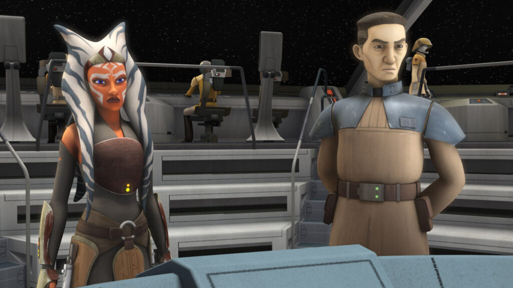 Ahsoka insieme al Comandante ribelle Sato