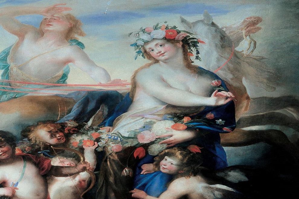 Dettaglio de "Il carro del sole con le stagioni" a Palazzo Rosso.