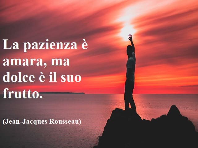 La pazienza è amara, ma dolce è il suo frutto.(Jean Jacques Rousseau)