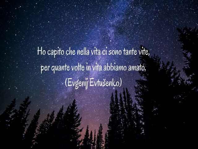 Ho capito che nella vita ci sono tante vite,per quante volte in vita abbiamo amato.(Evgenij Evtušenko)