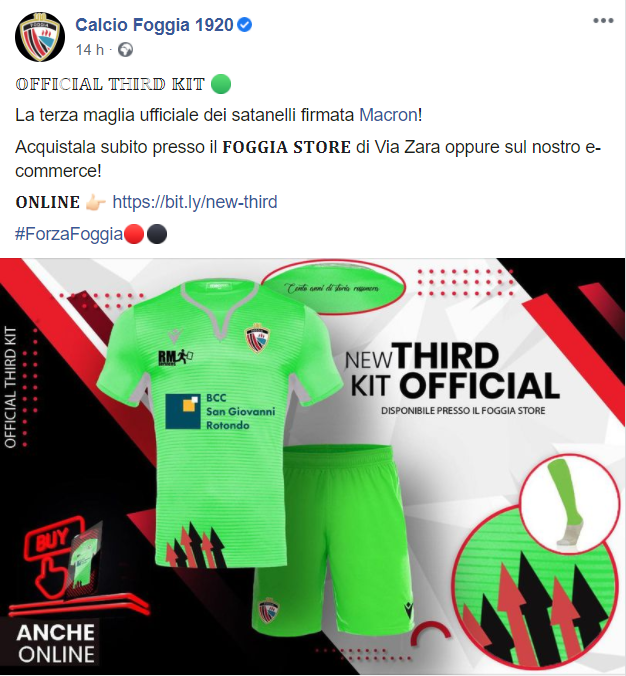 Post dalla pagina ufficiale Facebook Calcio Foggia 1920