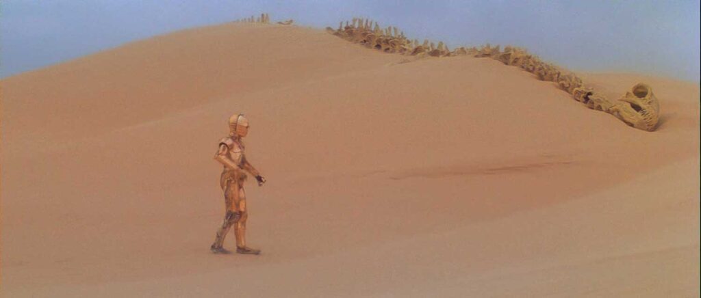 Lo scheletro di un drago Krayt in Episodio IV