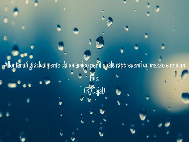 Allontanati gradualmente da un amico per il quale rappresenti un mezzo e non un fine.(R.Cajal)
