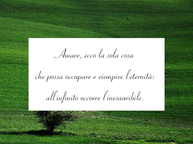 Amare, ecco la sola cosa che possa occupare e riempire l’eternità: all’infinito occorre l’inesauribile.(Victor Hugo)