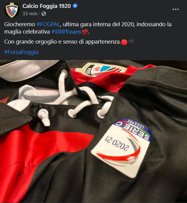 Il post del Foggia su Facebook
