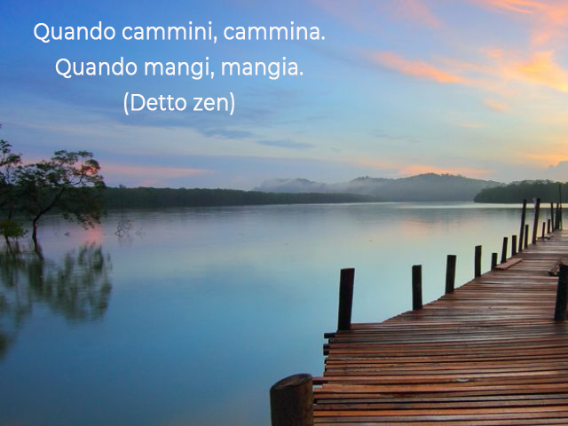 Quando cammini, cammina. Quando mangi, mangia.(Detto zen)