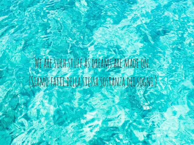 We are such stuff as dreams are made on.(Siamo fatti della stessa sostanza dei sogni.)