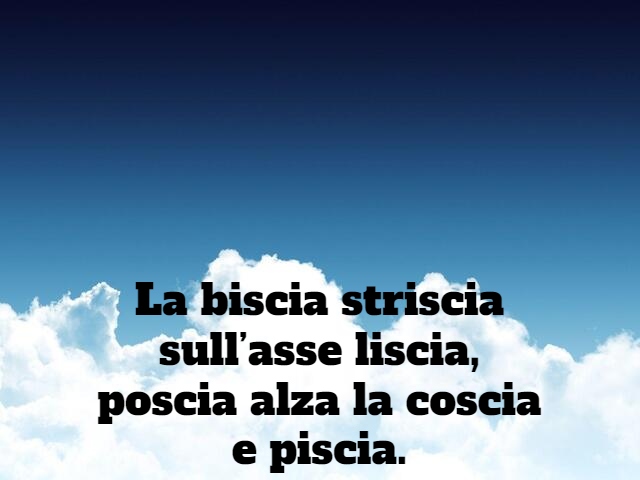La biscia striscia sull’asse liscia, poscia alza la coscia e piscia.