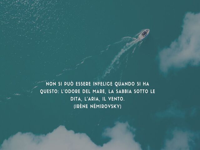 Non si può essere infelice quando si ha questo: l’odore del mare, la sabbia sotto le dita, l’aria, il vento.(Irène Némirovsky)