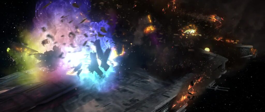 Il rhydonium esplode distruggendo lo Star Destroyer