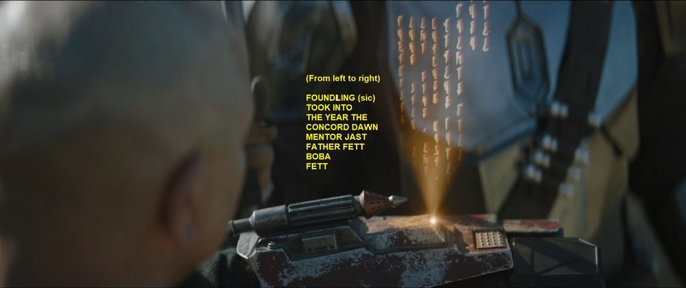 La traduzione del codice a catena dell'armatura di Boba Fett