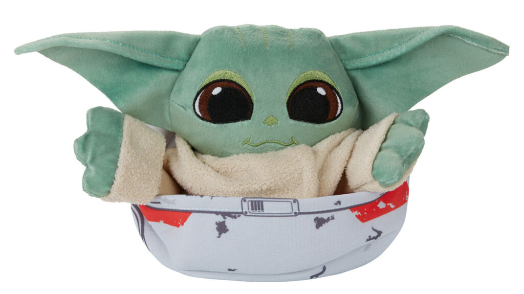 Peluche di Grogu nella culla