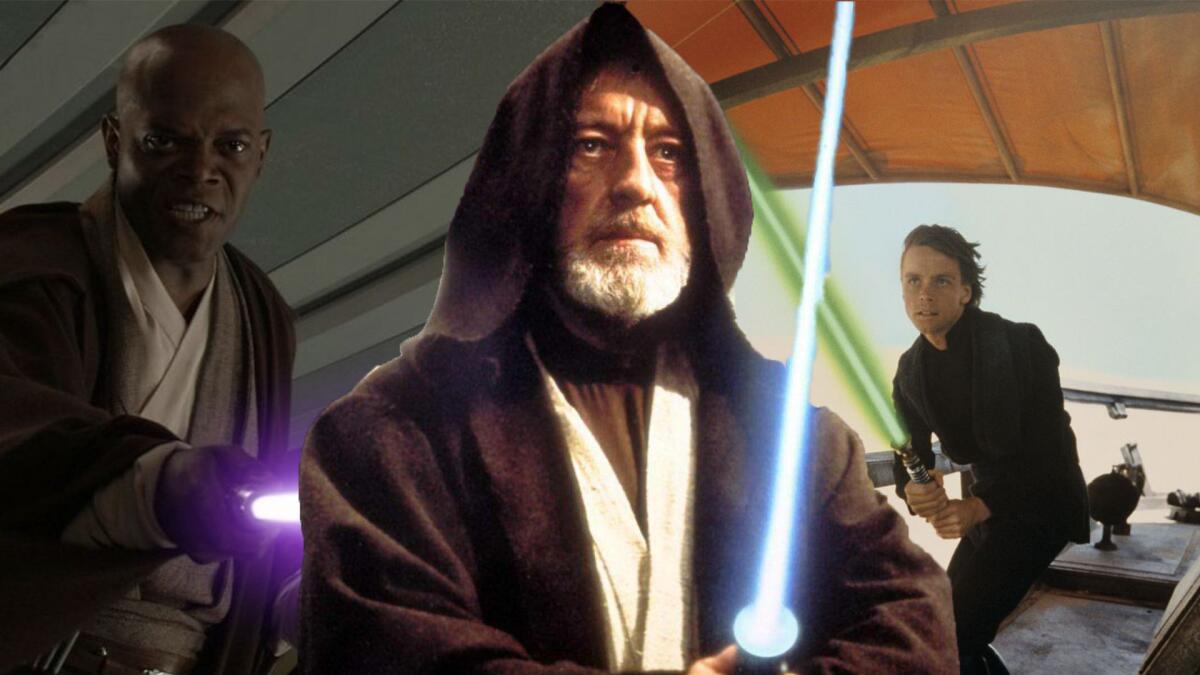 Star Wars: ecco le motivazioni per cui un jedi può cambiare spada laser - Mace Windu, Obi Wan Kenobi e Luke Skywalker
