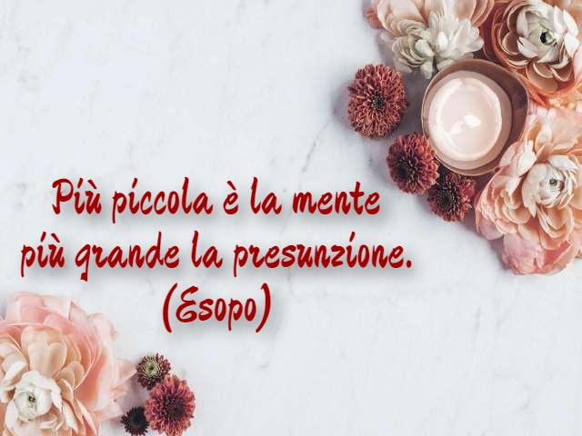Più piccola è la mente più grande la presunzione. (Esopo)