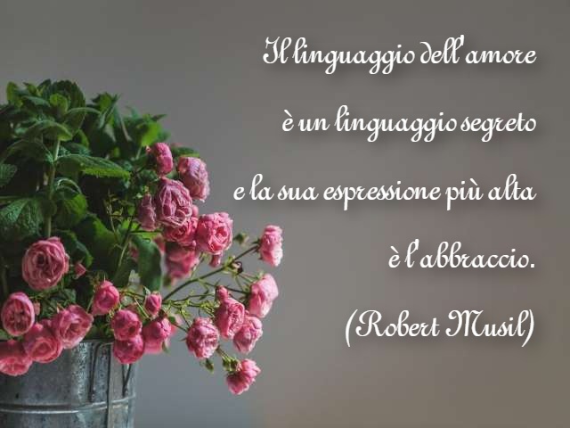 Il linguaggio dell'amore è un linguaggio segreto e la sua espressione più alta è l'abbraccio.(Robert Musil)