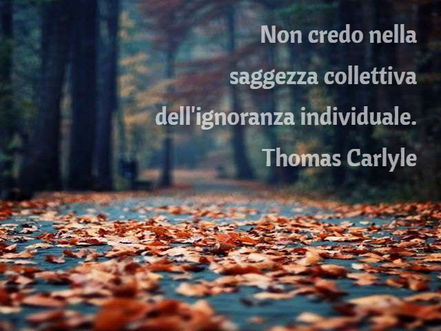 Non credo nella saggezza collettiva dell'ignoranza individuale. (Thomas Charlyle)