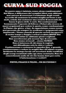 Curva Sud Foggia, dalla pagina Facebook Ultras SFUNN Foggia
