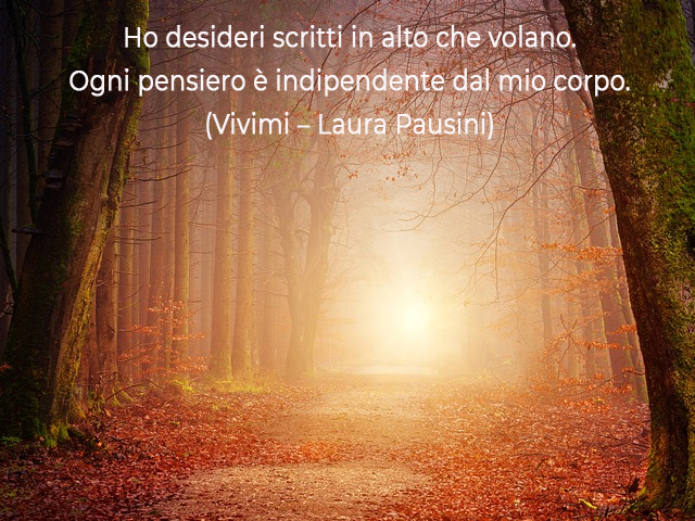 Ho desideri scritti in alto che volano.Ogni pensiero è indipendente dal mio corpo.(Vivimi – Laura Pausini)