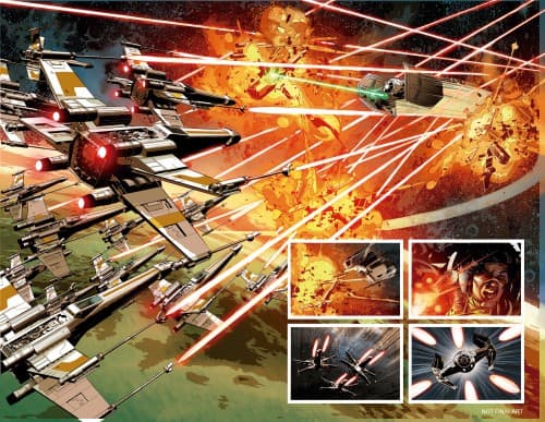 Darth Vader nel suo TIE Advanced contro i caccia ribelli