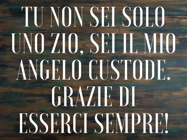Tu non sei solo uno zio, sei il mio angelo custode. Grazie di esserci sempre!