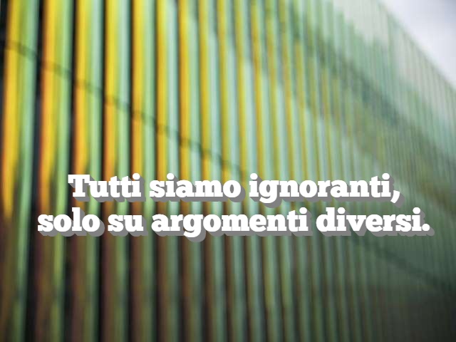 Tutti siamo ignoranti, solo su argomenti diversi.
