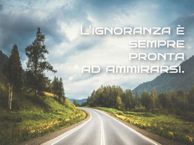 L'ignoranza è sempre pronta ad ammirarsi.