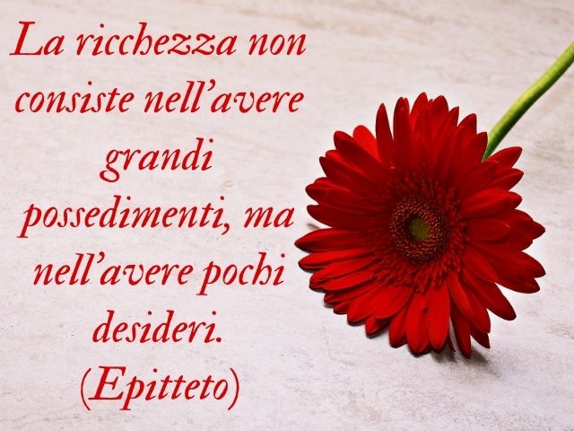 La ricchezza non consiste nell’avere grandi possedimenti, ma nell’avere pochi desideri.(Epitteto)