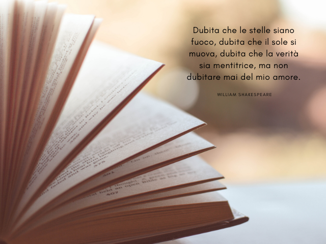Dubita che le stelle siano fuoco, dubita che il sole si muova, dubita che la verità sia mentitrice, ma non dubitare mai del mio amore.