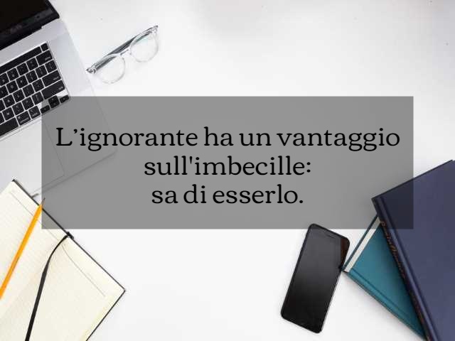 L’ignorante ha un vantaggio sull'imbecille: sa di esserlo..