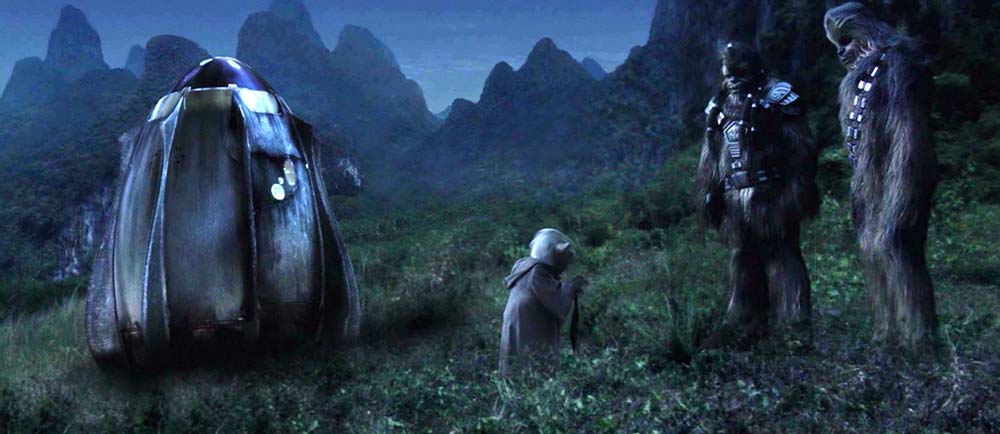 Chewbacca e Yoda si salutano su Kashyyyk