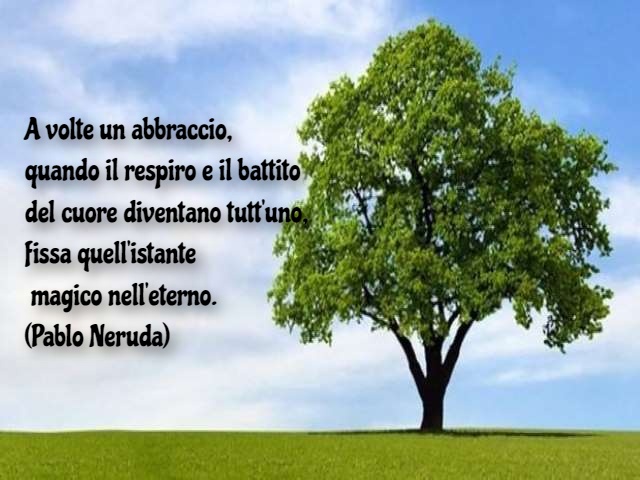 A volte un abbraccio, quando il respiro e il battito del cuore diventano tutt’uno, fissa quell’istante magico nell’eterno. (Pablo Neruda)