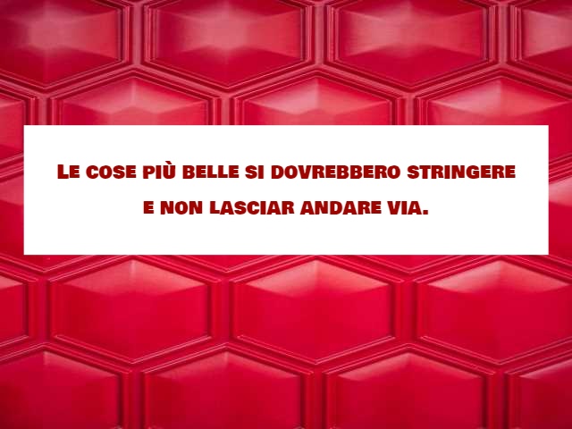 Le cose più belle si dovrebbero stringere e non lasciar andare.