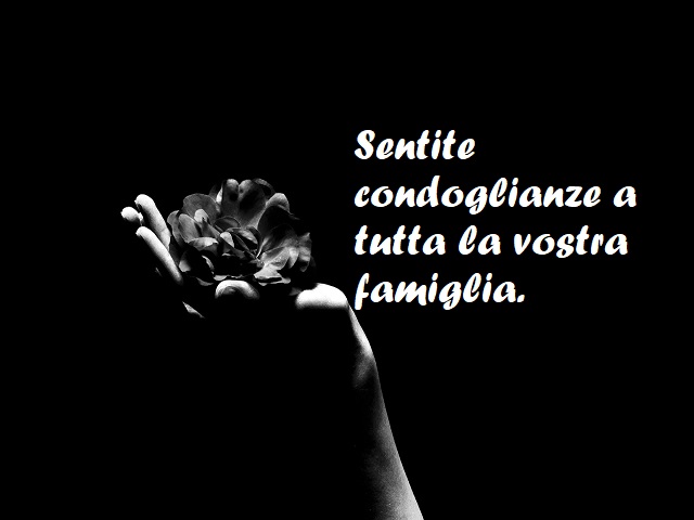 Sentite condoglianze a tutta la vostra famiglia.