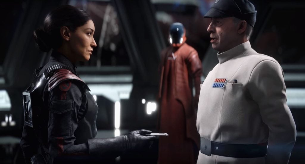 Iden Versio e suo padre conversano della nuova missione per la Inferno Squad