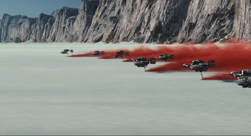 Il pianeta Crait in una scena di The Last Jedi