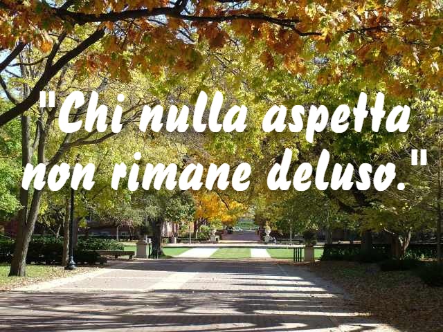 "Chi nulla aspetta non rimane deluso."