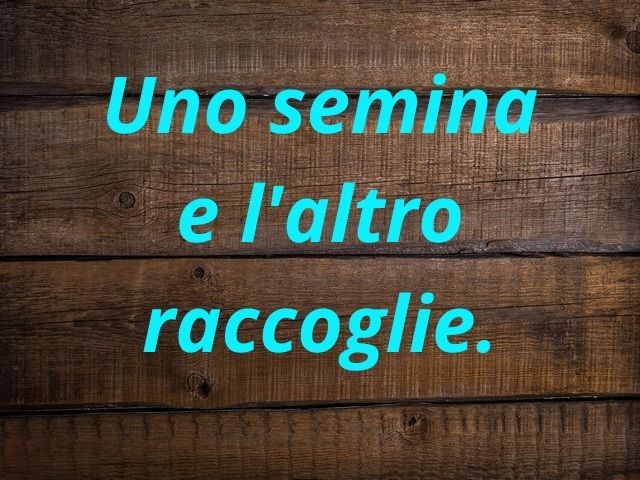 Uno semina e l'altro raccoglie.