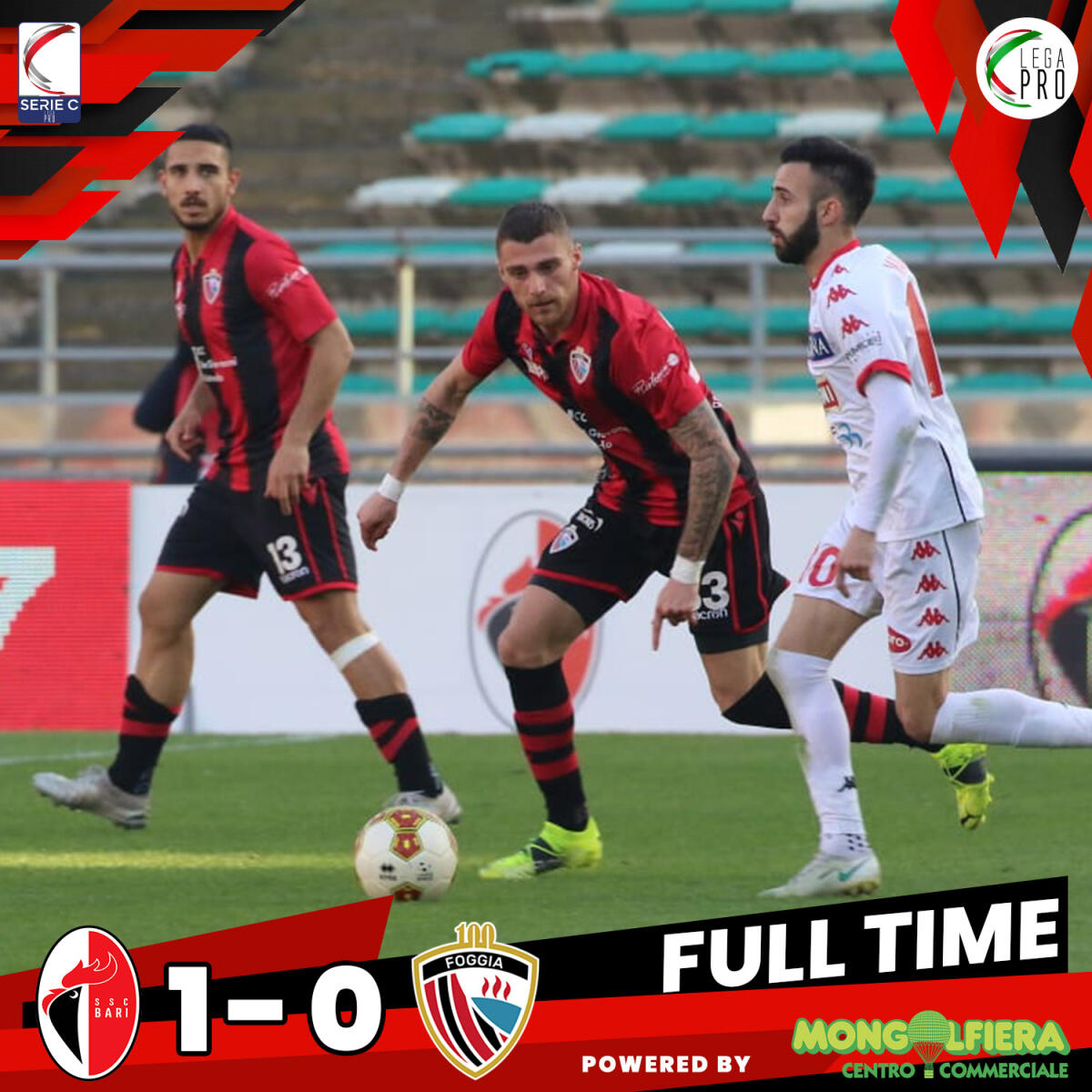 Serie C, Bari-Foggia 1-0: il tabellino e gli highlights - Immagine in evidenza: Bari-Foggia 1-0 - crediti foto: pagina ufficiale Facebook Calcio Foggia 1920