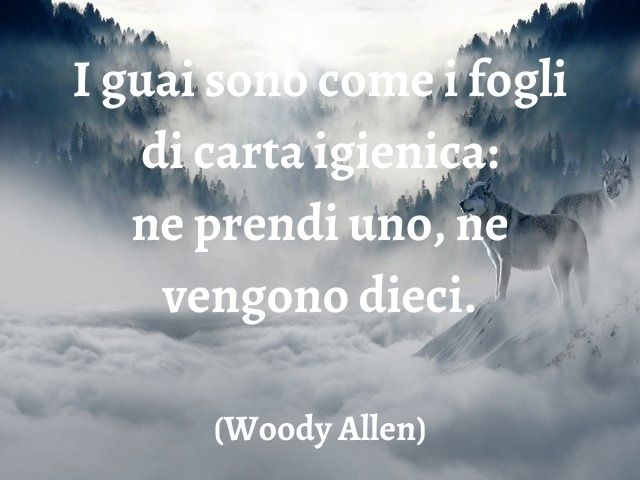 I guai sono come i fogli di carta igienica: ne prendi uno, ne vengono dieci.(Woody Allen)