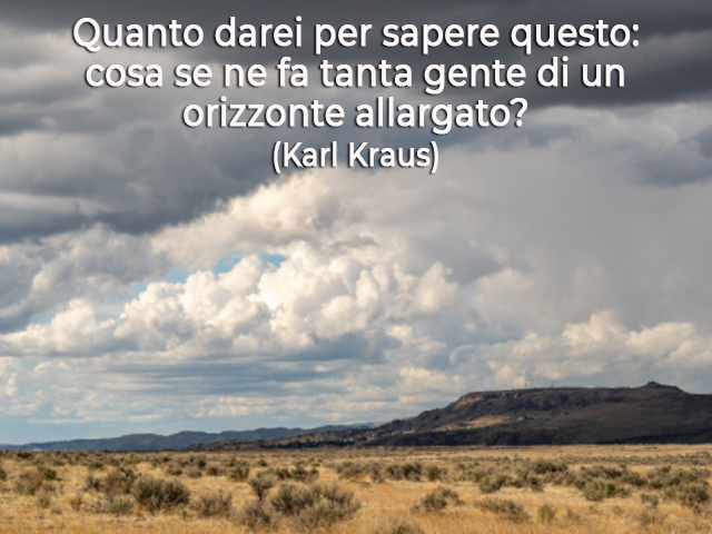 Quanto darei per sapere questo: cosa se ne fa tanta gente di un orizzonte allargato?(Karl Kraus)