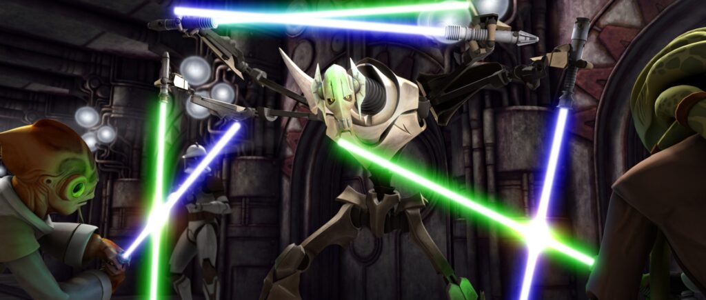 Grievous combatte contro Kit Fisto e Nahdar Vebb