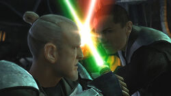 Starkiller duella con il maestro Rahm Kota