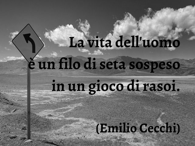 La vita dell'uomo è un filo di seta sospeso in un gioco di rasoi.(Emilio Cecchi)