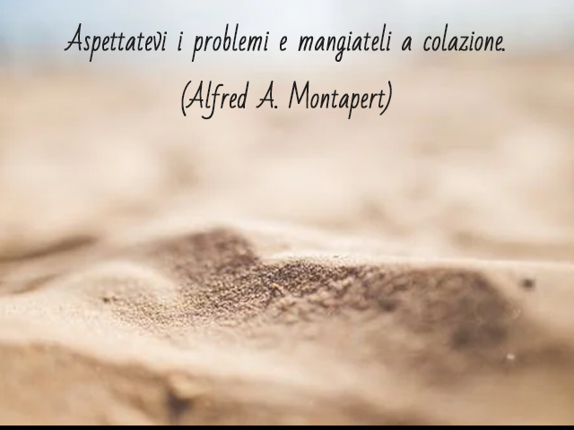 Aspettatevi i problemi e mangiateli a colazione.(Alfred A. Montapert)