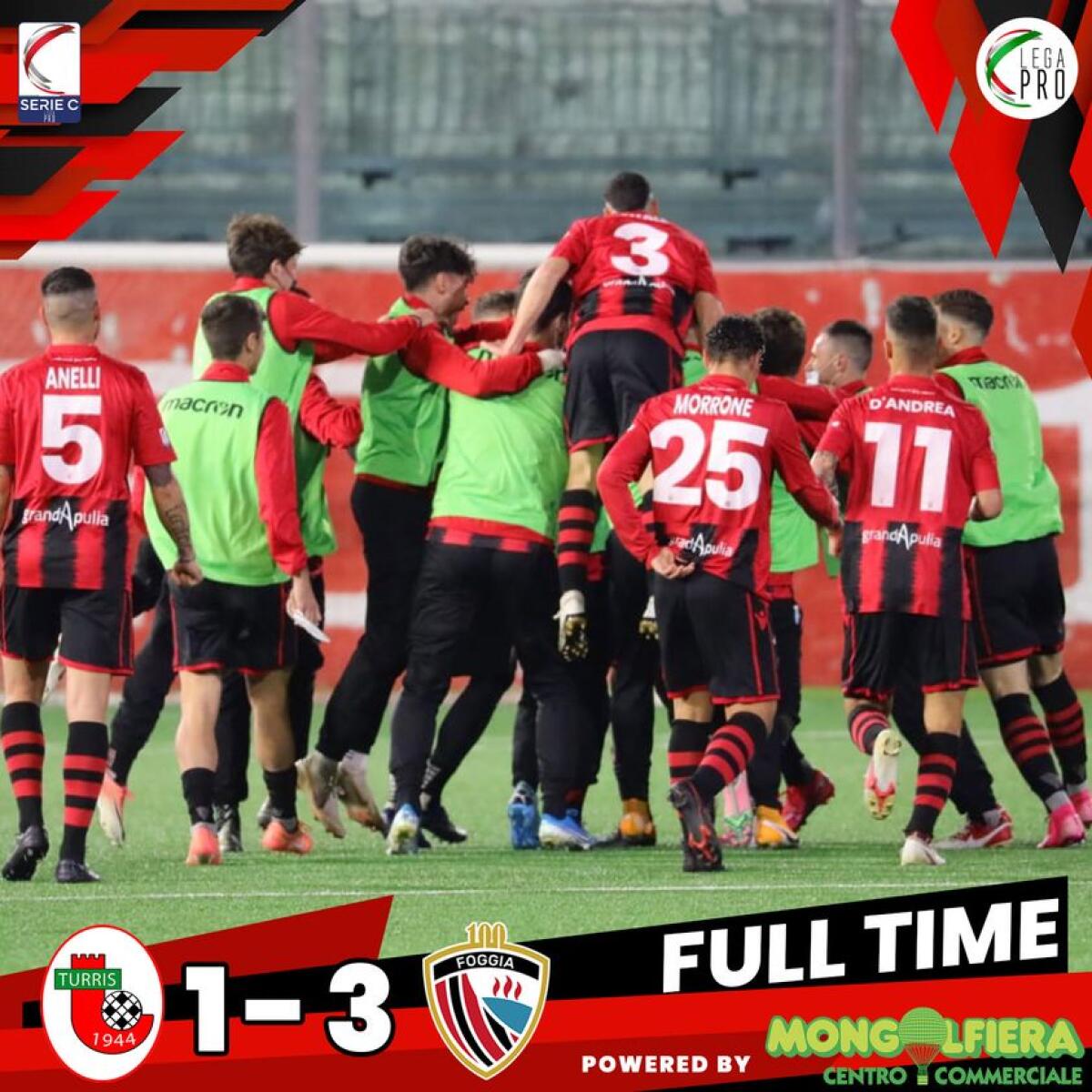 Serie C - girone C, Turris-Foggia 1-3: tabellino e highlights - Immagine in evidenza: Turris-Foggia 1-3 - crediti foto: pagina ufficiale Facebook Calcio Foggia 1920